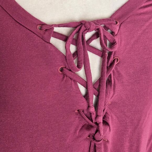 🎄 Victoria Secret PINK EUC Soft long sleeve tie front top XS dark pink Bayberry - Picture 9 of 14